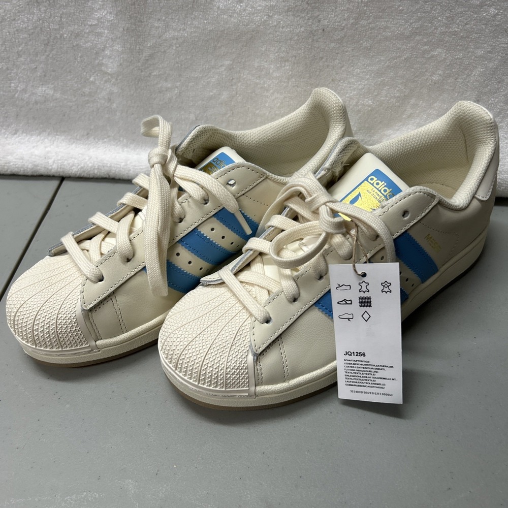 Adidas Womens Size 7.5 Superstar Messi Argentina Beige Blue Burst JQ1256 Shoes